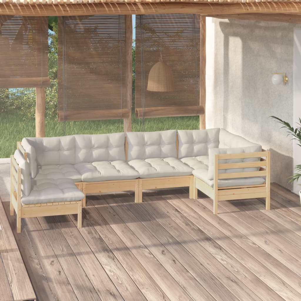 Set Mobilier Grădină Cu Perne Gri, 6 Piese, Lemn De Pin