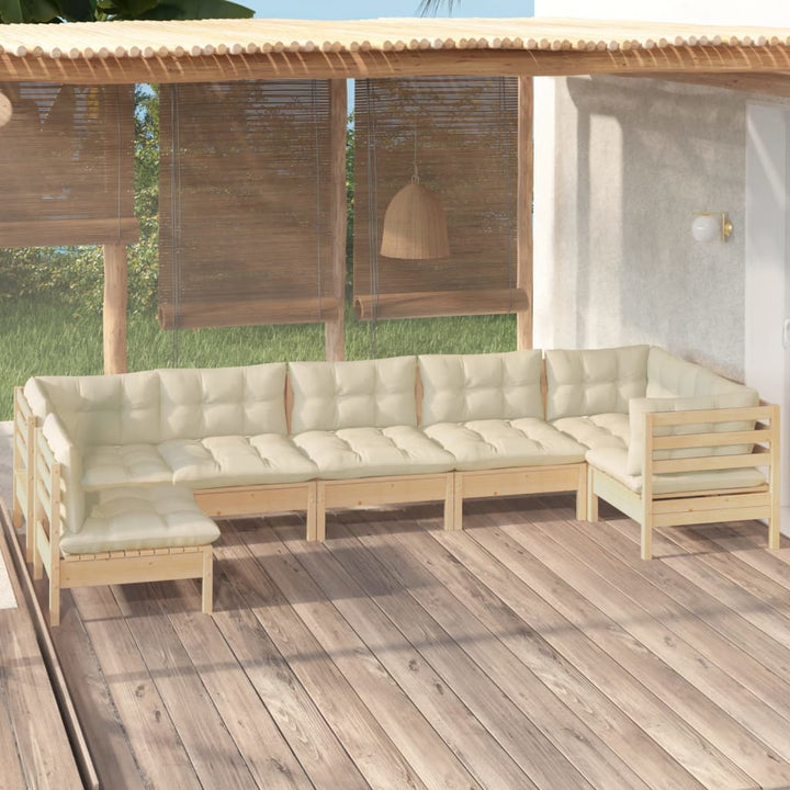 Set Mobilier Grădină Cu Perne Gri, 7 Piese, Lemn Masiv De Pin
