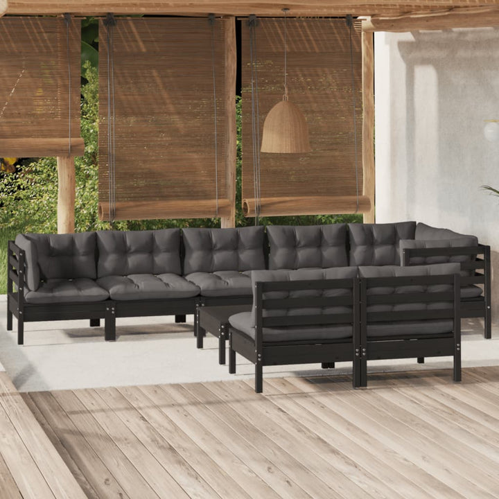Set Mobilier Grădină Cu Perne Crem, 9 Piese, Lemn Masiv De Pin