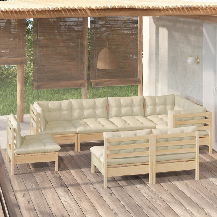 Set Mobilier De Grădină Cu Perne 8 Piese Lemn Masiv Pin