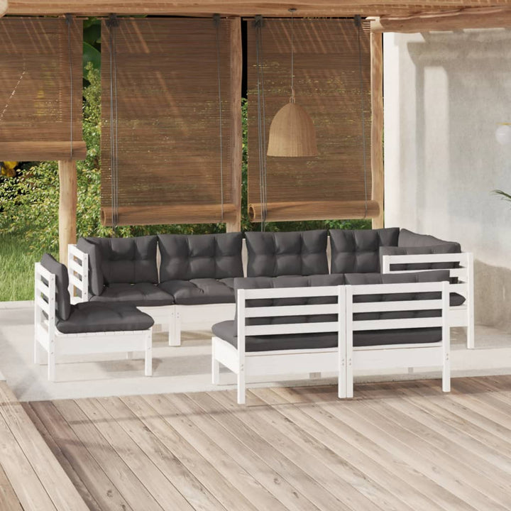 Set Mobilier De Grădină Cu Perne 8 Piese Lemn Masiv Pin
