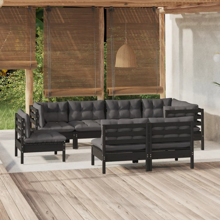 Set Mobilier De Grădină Cu Perne 8 Piese Lemn Masiv Pin