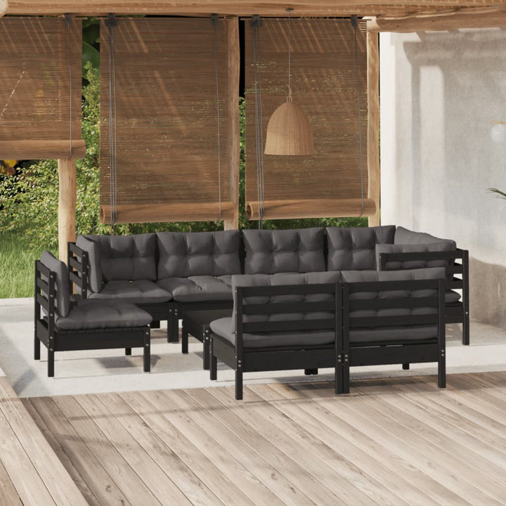 Set Mobilier Grădină Cu Perne Crem, 9 Piese, Lemn Masiv De Pin