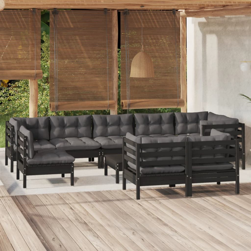 Set Mobilier Grădină Cu Perne Crem, 10 Piese, Lemn Masiv De Pin
