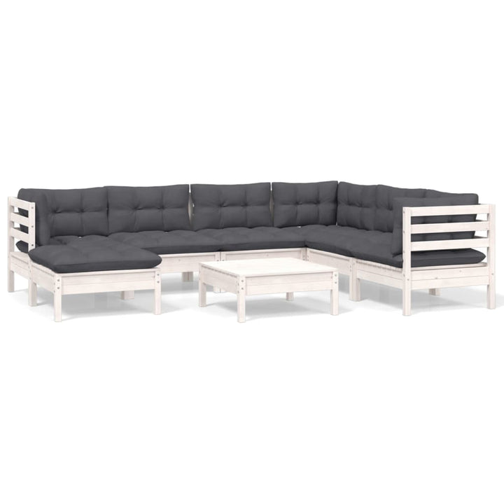 Set Mobilier De Grădină Cu Perne, 8 Piese, , Lemn Masiv Pin