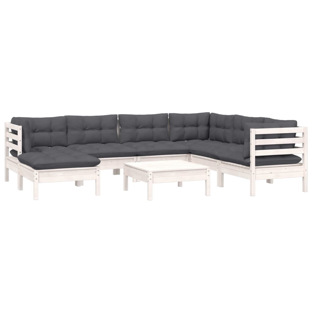 Set Mobilier De Grădină Cu Perne, 8 Piese, , Lemn Masiv Pin