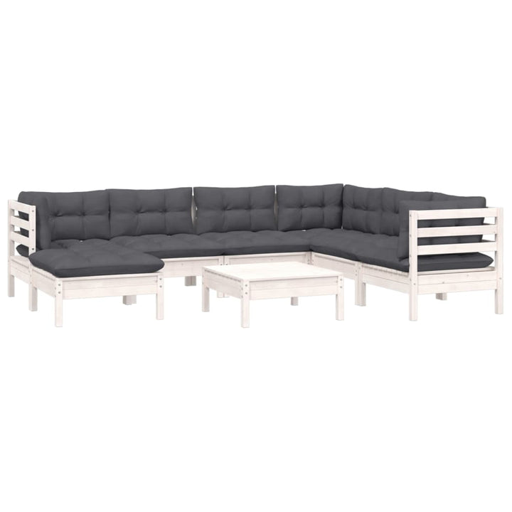 Set Mobilier De Grădină Cu Perne, 8 Piese, , Lemn Masiv Pin