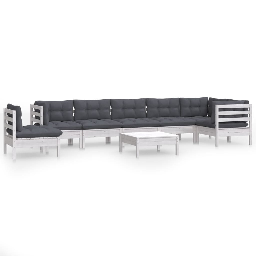 Set Mobilier Grădină Cu Perne, 9 Piese, , Lemn Masiv Pin