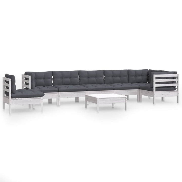 Set Mobilier Grădină Cu Perne, 9 Piese, , Lemn Masiv Pin