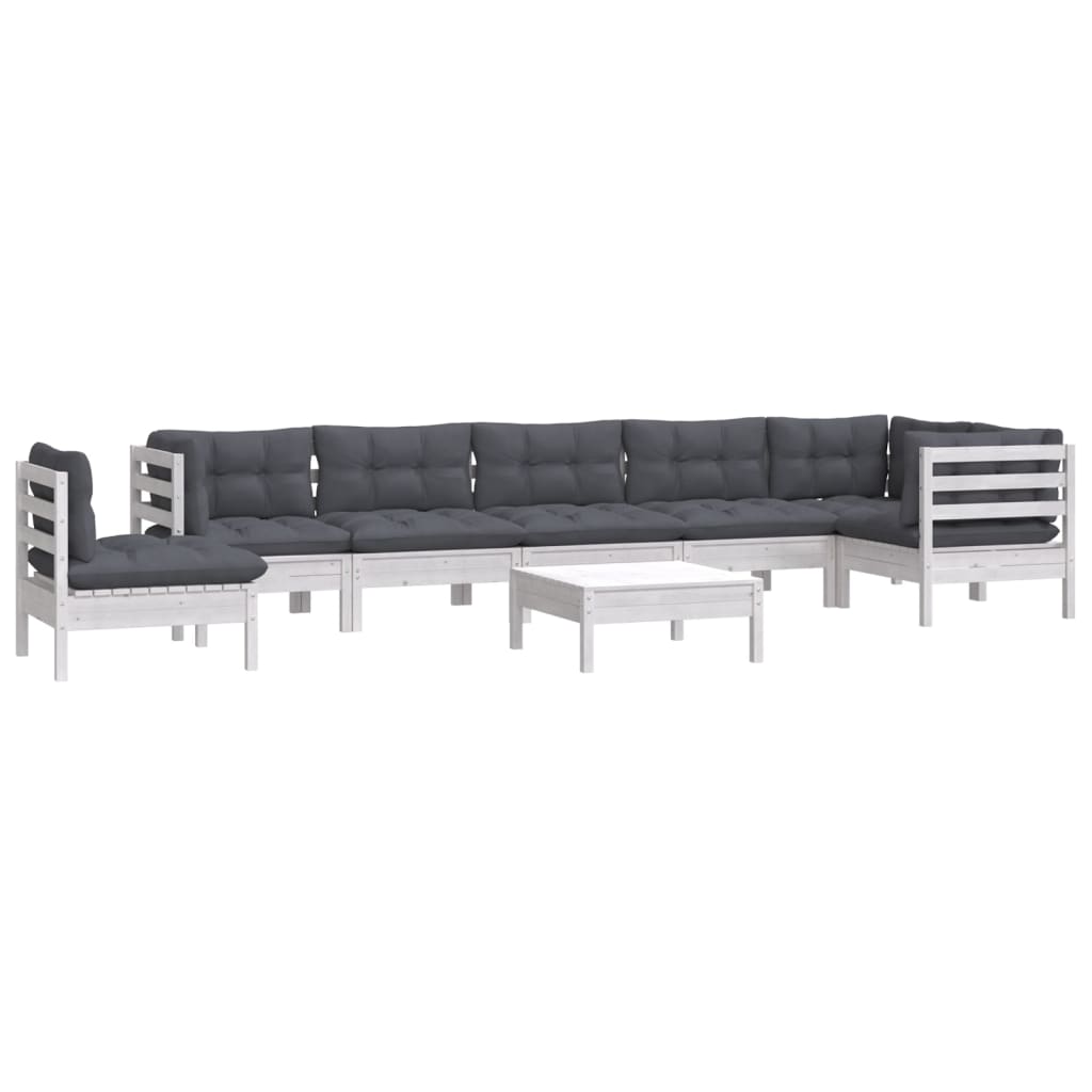 Set Mobilier Grădină Cu Perne, 9 Piese, , Lemn Masiv Pin