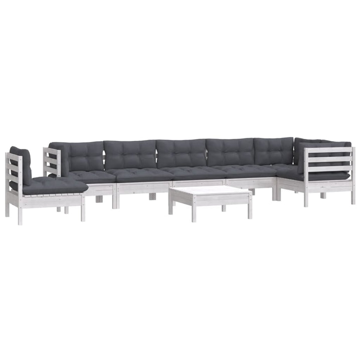 Set Mobilier Grădină Cu Perne, 9 Piese, , Lemn Masiv Pin