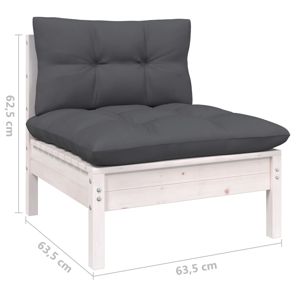 Set Mobilier Grădină Cu Perne, 9 Piese, , Lemn Masiv Pin
