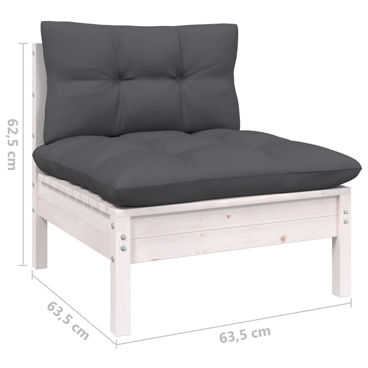 Set Mobilier Grădină Cu Perne, 9 Piese, , Lemn Masiv Pin