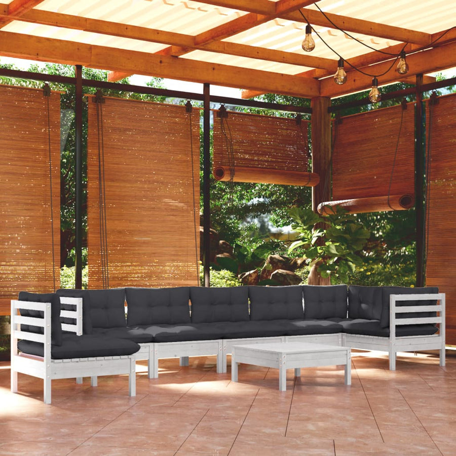 Set Mobilier Grădină Cu Perne, 9 Piese, , Lemn Masiv Pin