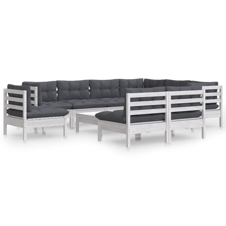 Set Mobilier Grădină Cu Perne, 10 Piese, , Lemn Masiv Pin