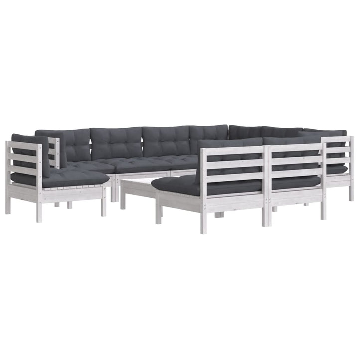 Set Mobilier Grădină Cu Perne, 10 Piese, , Lemn Masiv Pin