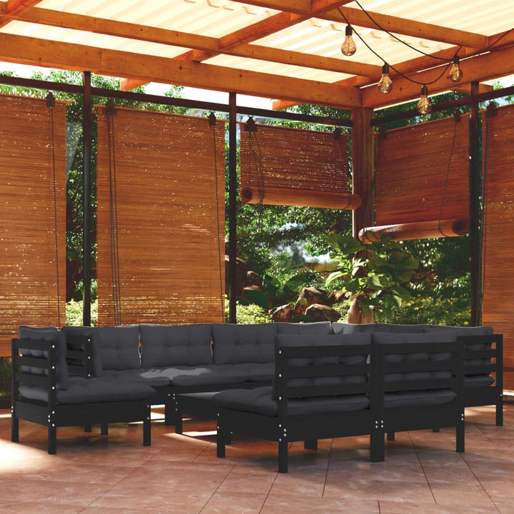 Set Mobilier Grădină Cu Perne, 10 Piese, , Lemn Masiv Pin