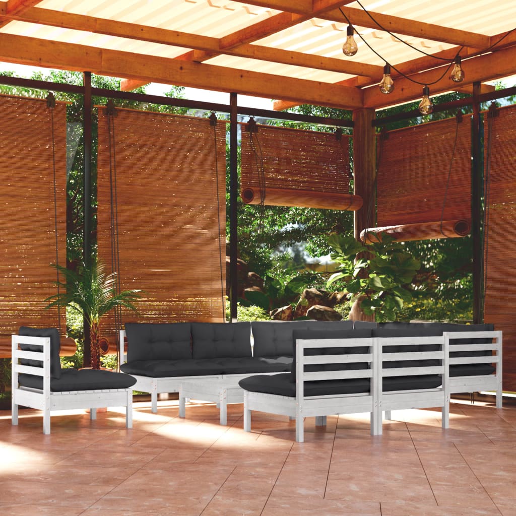 Set Mobilier Grădină Cu Perne, 11 Piese, , Lemn Masiv Pin