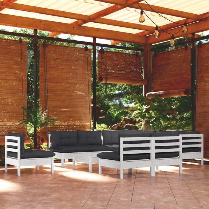 Set Mobilier Grădină Cu Perne, 11 Piese, , Lemn Masiv Pin