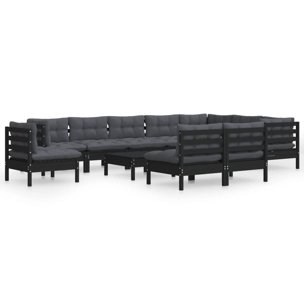 Set Mobilier Grădină Cu Perne, 11 Piese, , Lemn Masiv Pin