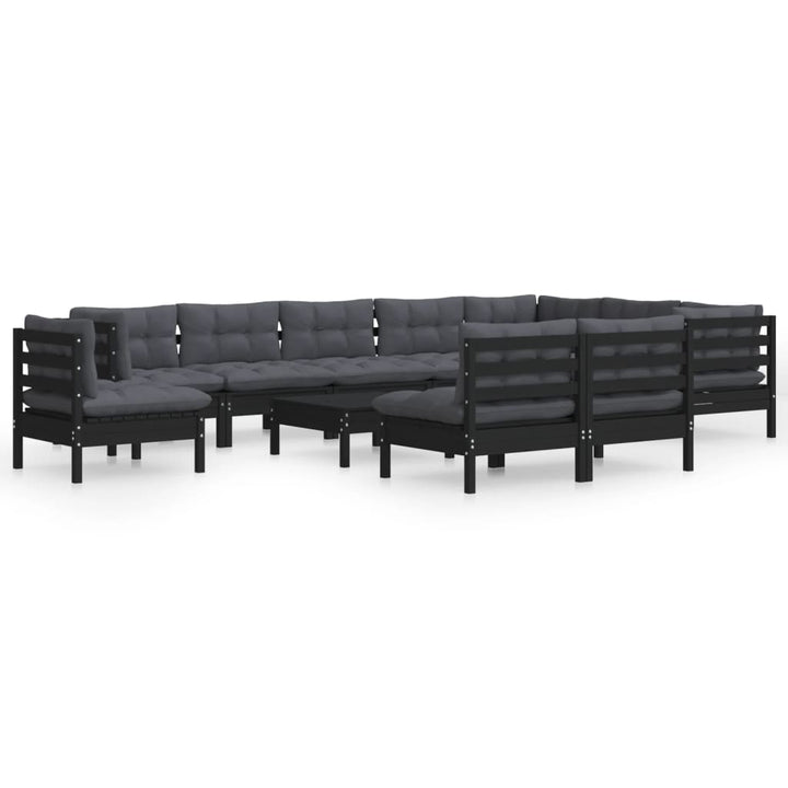 Set Mobilier Grădină Cu Perne, 11 Piese, , Lemn Masiv Pin