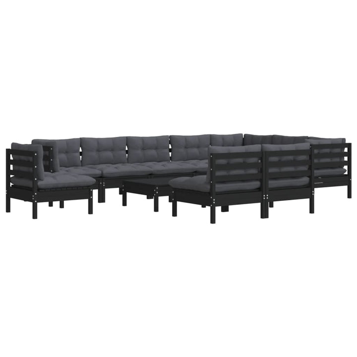 Set Mobilier Grădină Cu Perne, 11 Piese, , Lemn Masiv Pin