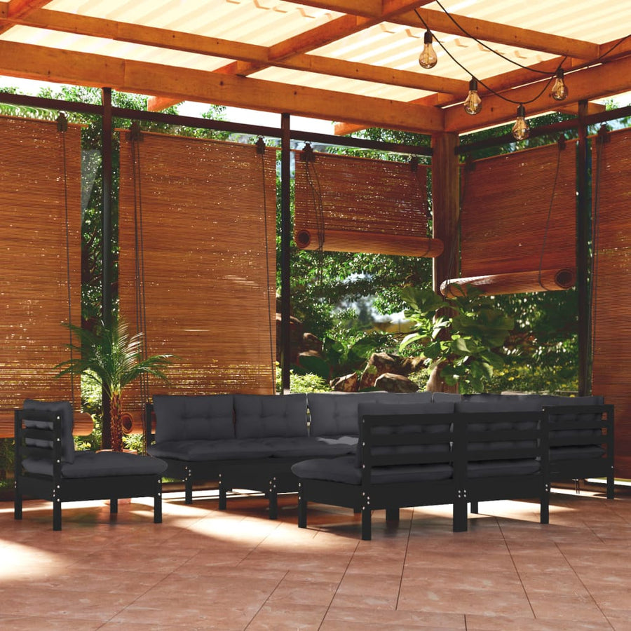 Set Mobilier Grădină Cu Perne, 11 Piese, , Lemn Masiv Pin