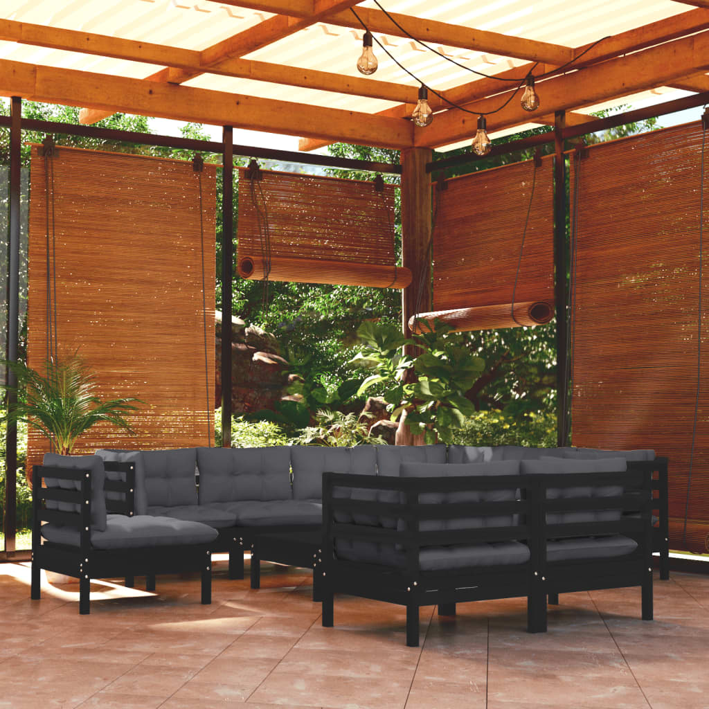 Set Mobilier Grădină Cu Perne Crem, 10 Piese, Lemn Masiv De Pin