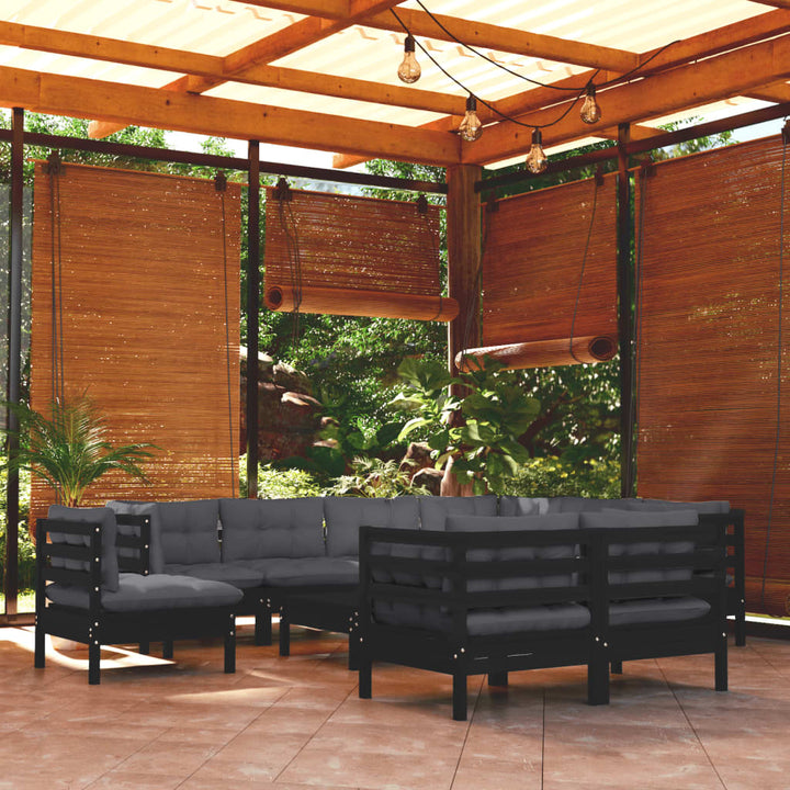 Set Mobilier Grădină Cu Perne Crem, 10 Piese, Lemn Masiv De Pin