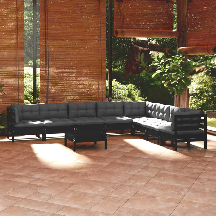 Set Mobilier Grădină Cu Perne Crem, 9 Piese, Lemn Masiv De Pin