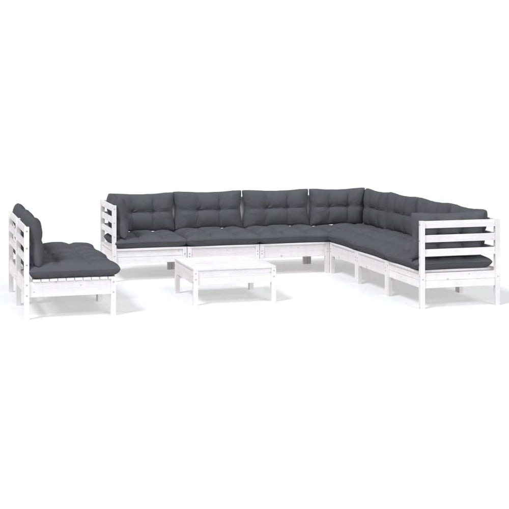 Set Mobilier Grădină Cu Perne, 10 Piese, , Lemn Masiv Pin