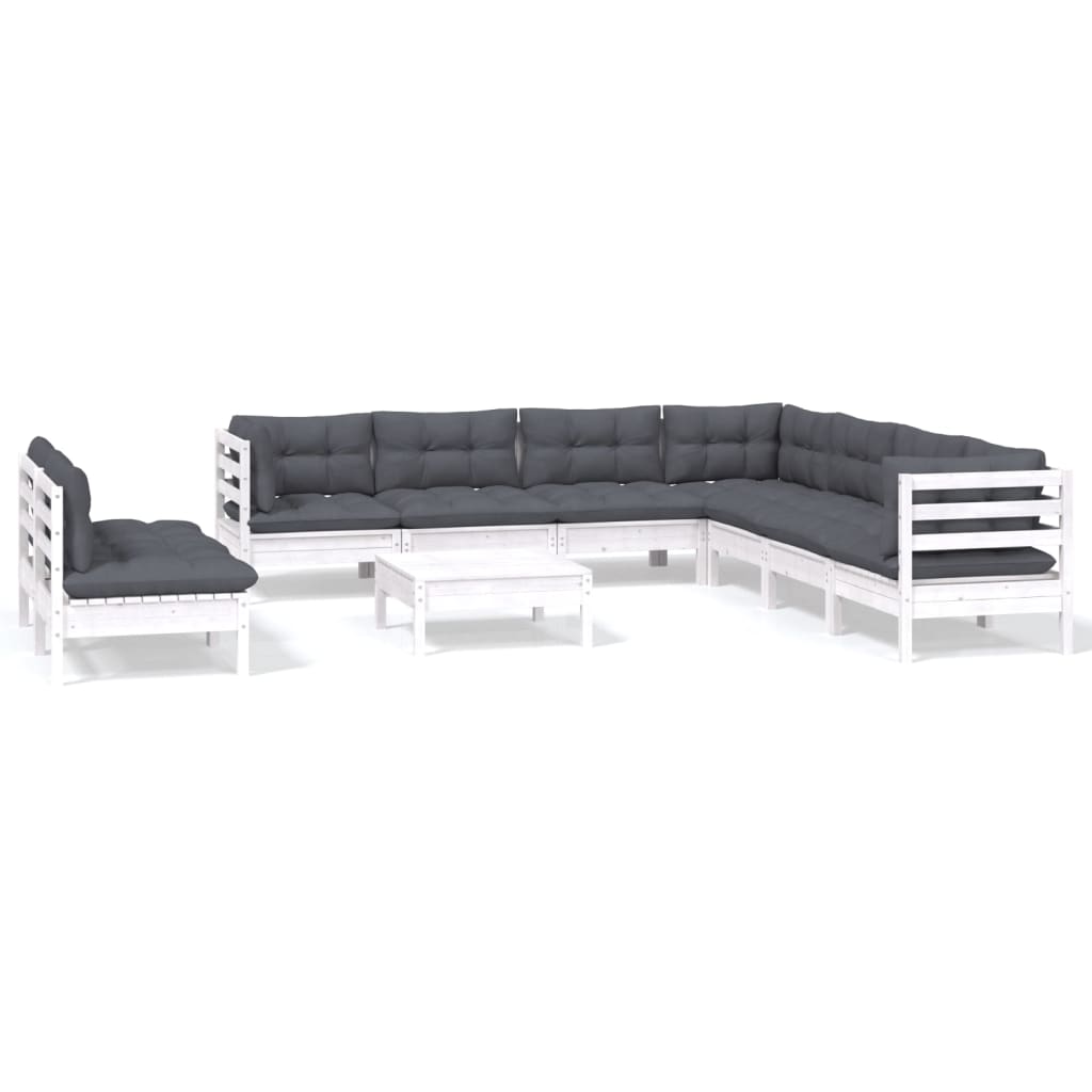 Set Mobilier Grădină Cu Perne, 10 Piese, , Lemn Masiv Pin