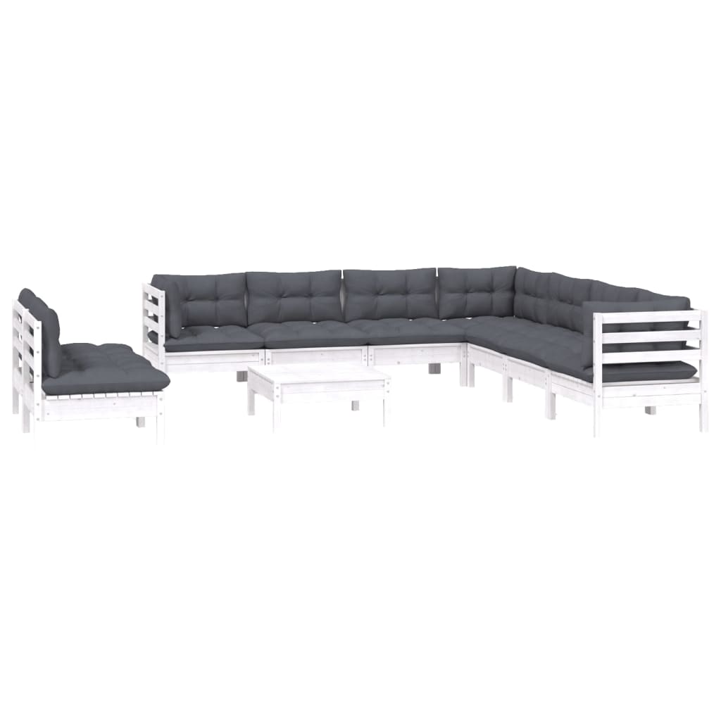 Set Mobilier Grădină Cu Perne, 10 Piese, , Lemn Masiv Pin