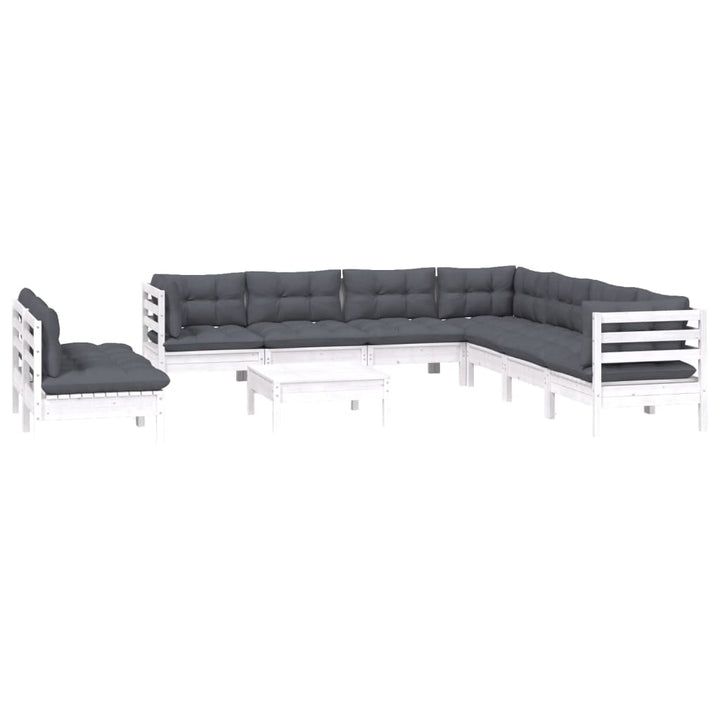 Set Mobilier Grădină Cu Perne, 10 Piese, , Lemn Masiv Pin