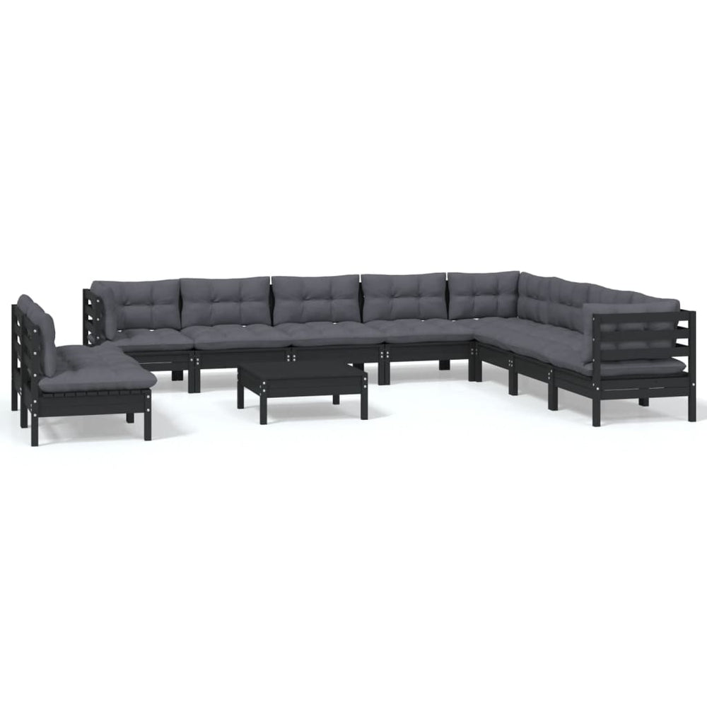 Set Mobilier Grădină Cu Perne, 11 Piese, , Lemn Masiv Pin