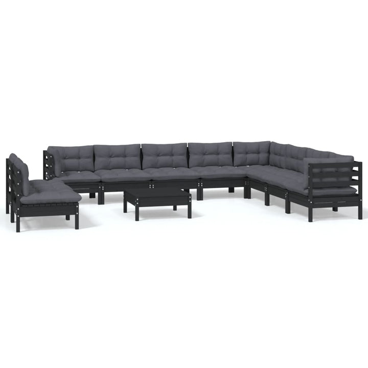Set Mobilier Grădină Cu Perne, 11 Piese, , Lemn Masiv Pin