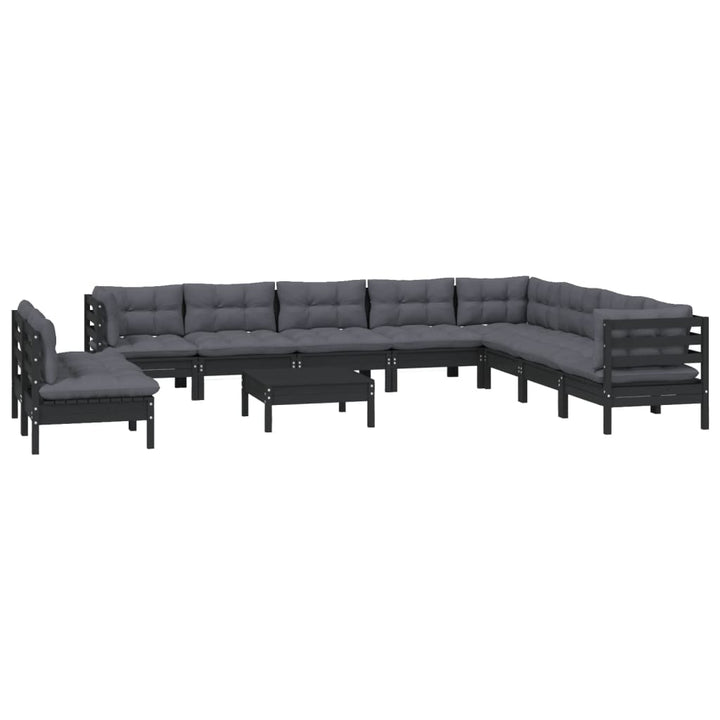 Set Mobilier Grădină Cu Perne, 11 Piese, , Lemn Masiv Pin