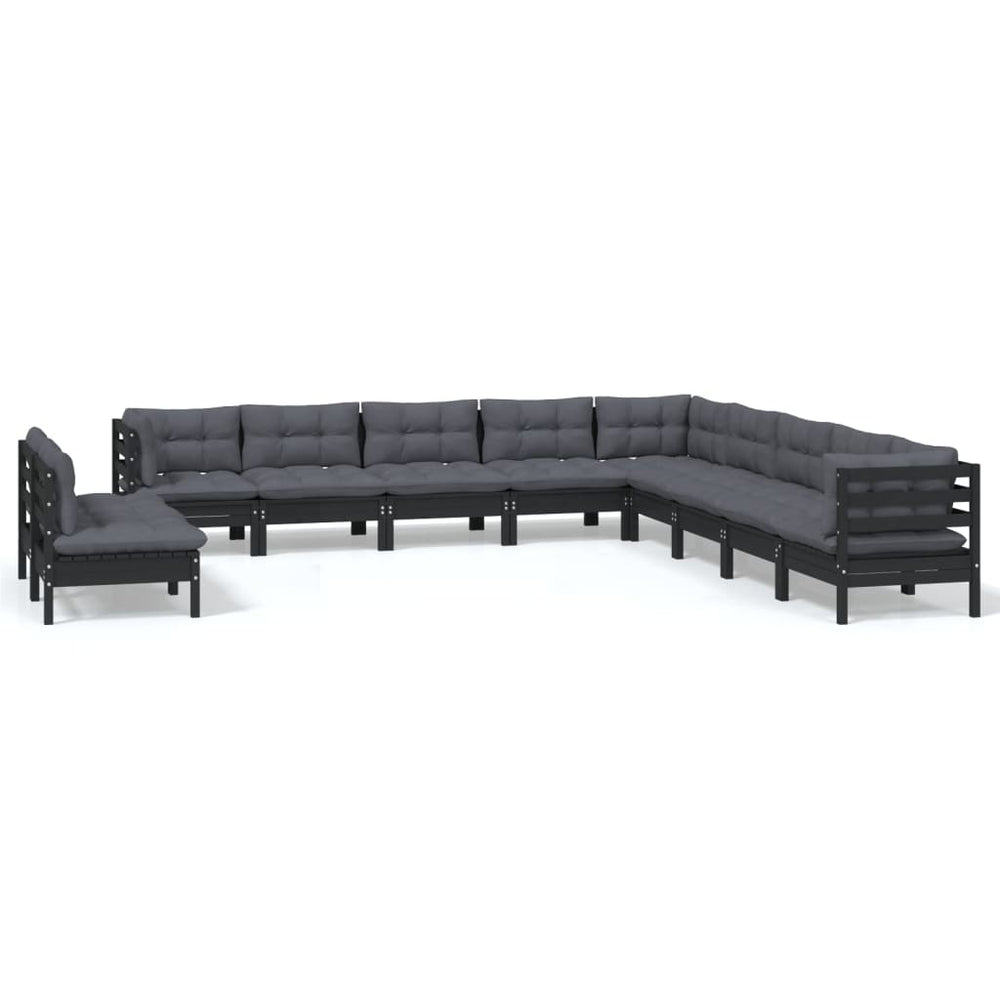 Set Mobilier Grădină Cu Perne, 11 Piese, , Lemn Masiv Pin