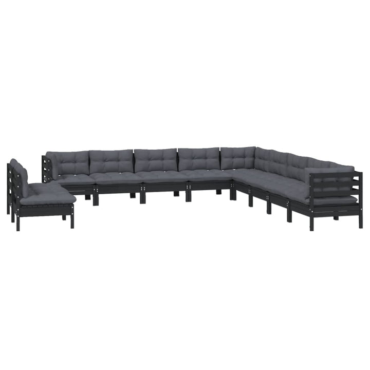 Set Mobilier Grădină Cu Perne, 11 Piese, , Lemn Masiv Pin