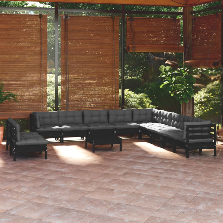Set Mobilier Grădină Cu Perne Crem, 12 Piese, Lemn Masiv De Pin