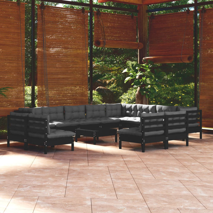 Set Mobilier Grădină Cu Perne Crem, 13 Piese, Lemn Masiv De Pin