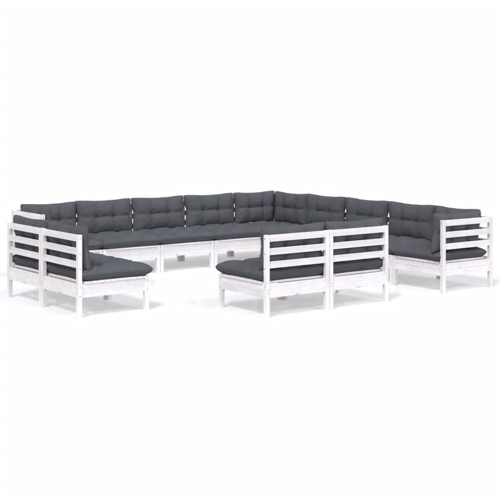 Set Mobilier De Grădină Cu Perne, 13 Piese, , Lemn Masiv Pin