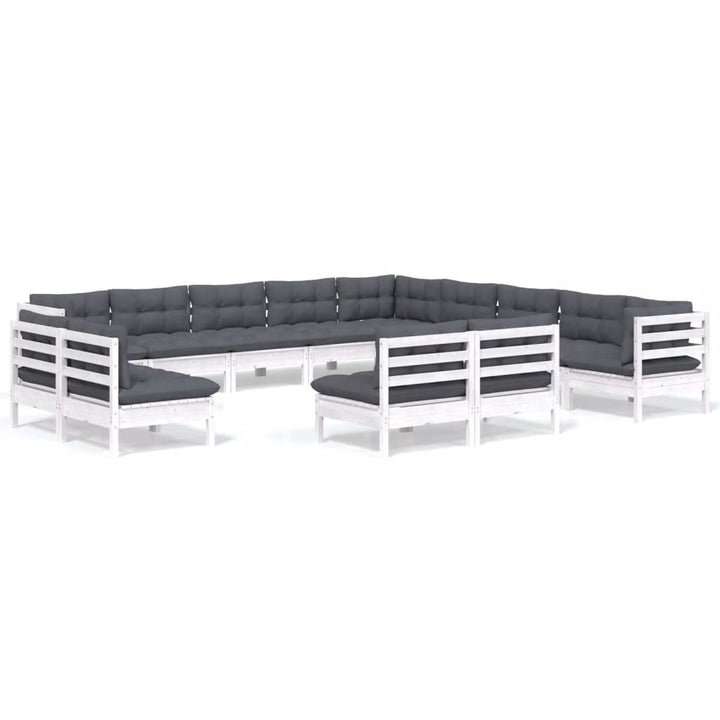 Set Mobilier De Grădină Cu Perne, 13 Piese, , Lemn Masiv Pin