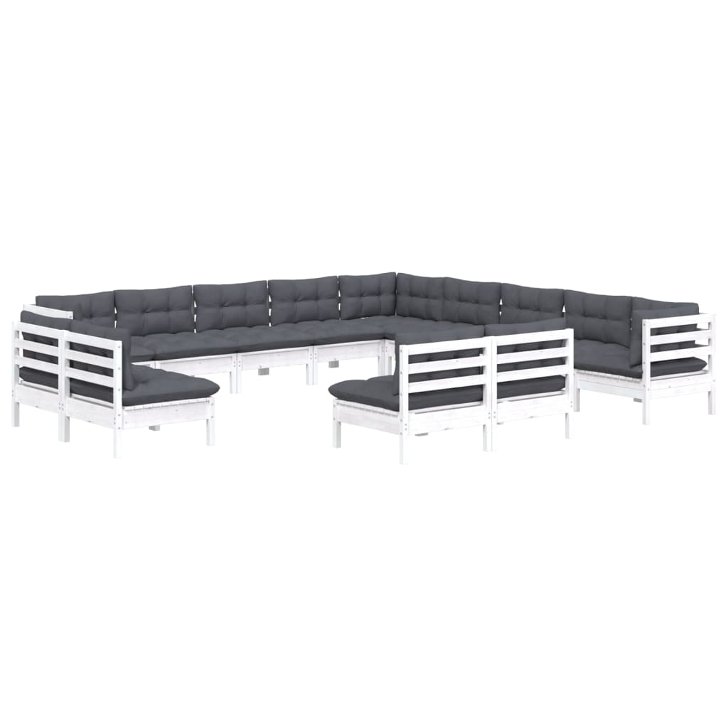 Set Mobilier De Grădină Cu Perne, 13 Piese, , Lemn Masiv Pin