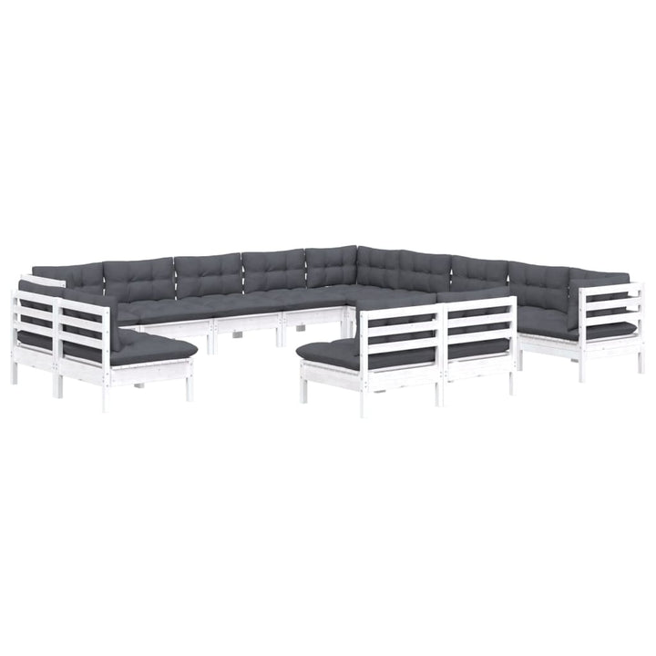 Set Mobilier De Grădină Cu Perne, 13 Piese, , Lemn Masiv Pin