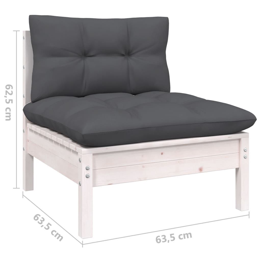 Set Mobilier De Grădină Cu Perne, 13 Piese, , Lemn Masiv Pin