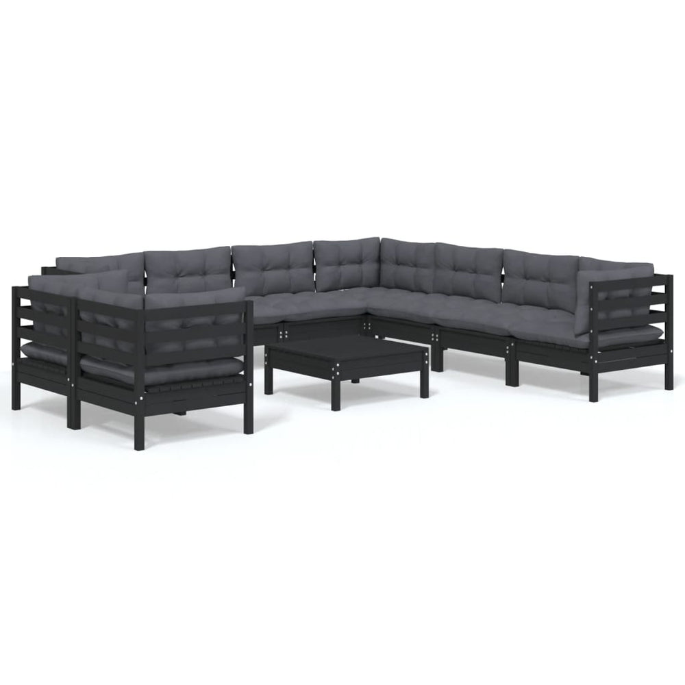 Set Mobilier De Grădină Cu Perne 10 Piese Lemn Masiv Pin