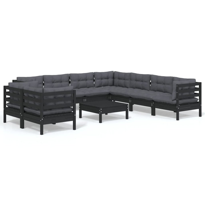 Set Mobilier De Grădină Cu Perne 10 Piese Lemn Masiv Pin
