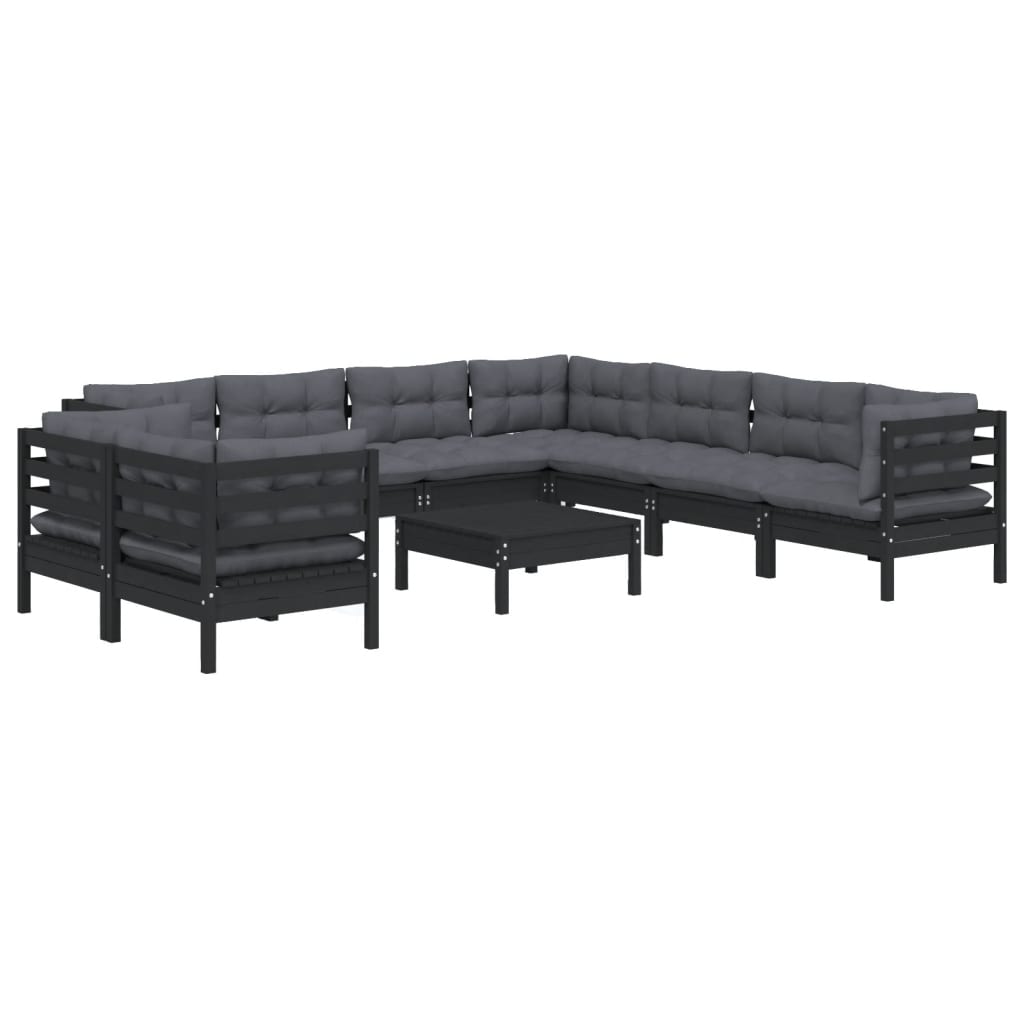 Set Mobilier De Grădină Cu Perne 10 Piese Lemn Masiv Pin