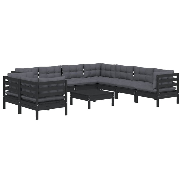 Set Mobilier De Grădină Cu Perne 10 Piese Lemn Masiv Pin